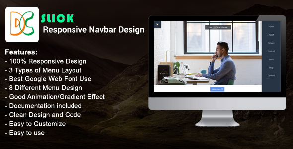 Slick - Responsive Navbar Design