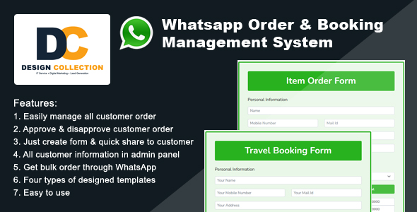 WhatsApp Order & Booking Management System